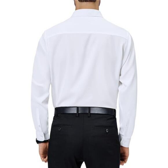 Mens Long Sleeve Dress Shirt Stretch Collared Button Down Formal Casual - Picture 2 of 6